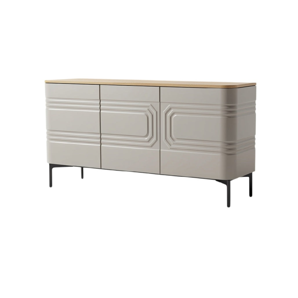 **Moderne dressoir met strakke lijnen en houten blad**