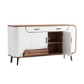 **Technische titel in het Nederlands: Moderne dressoir met houten accenten en opbergruimte**