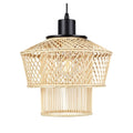 **Houten Hanglamp met Gevlochten Design**